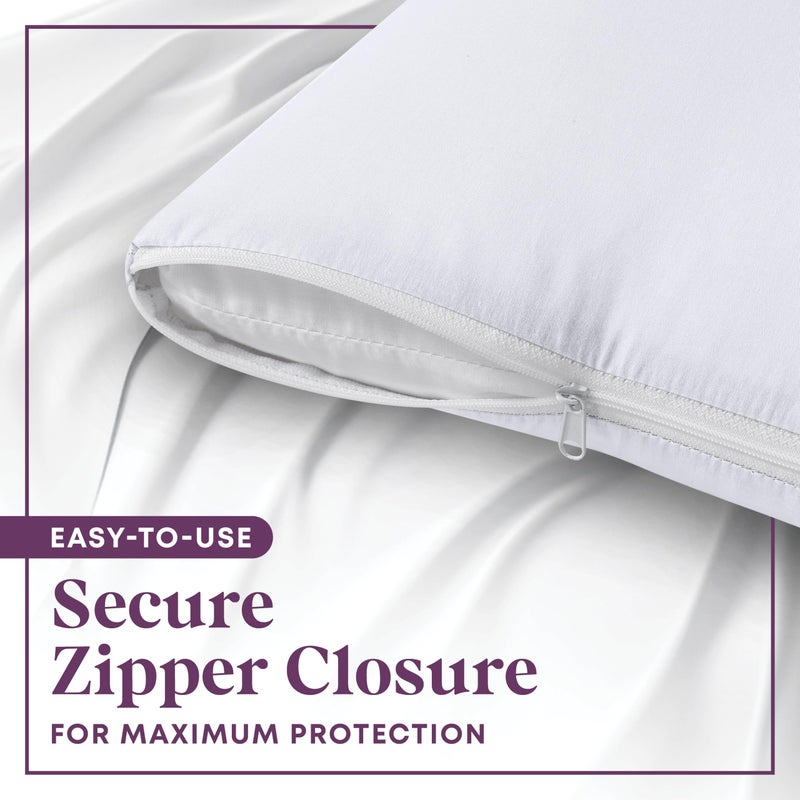 CirclesHome Pillow Protectors 8 Pack King Zippered - 100% Cotton Breathable Pillowcases - Protects Pillows from Dirt, Dust and Debris (King - Set of 8 - 20x36) - Image 3